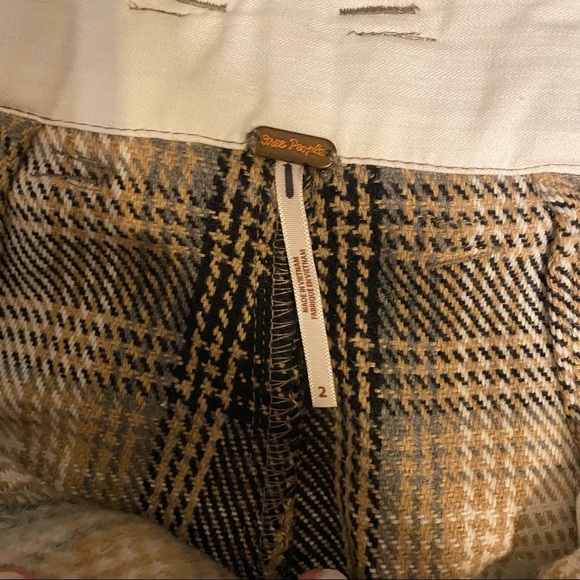 FREE PEOPLE Kye Wool Plaid High Rise Trousers Pants (Size 2) - Picture 4 of 6